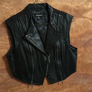 Leather Bebe crop vest